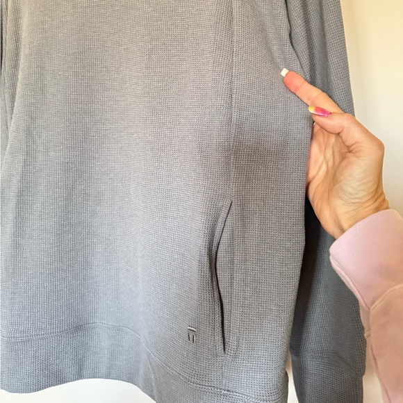 Tommy John Zen waffle knit hooded sweatshirt color, Quiet Shade Size Medium - Picture 11 of 13